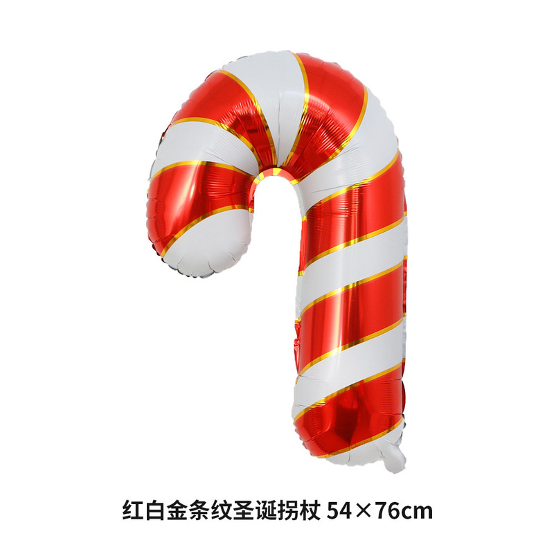 国境を越えた新しいクリスマスのテーマ風船クリスマスの杖アルミ箔風船新年の祝日にアルミ膜風船を配置する|undefined