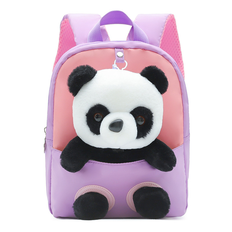 Nueva mochila para niños de dibujos animados lindo panda muñeca mochila de jardín de infantes mochila ligera para niños