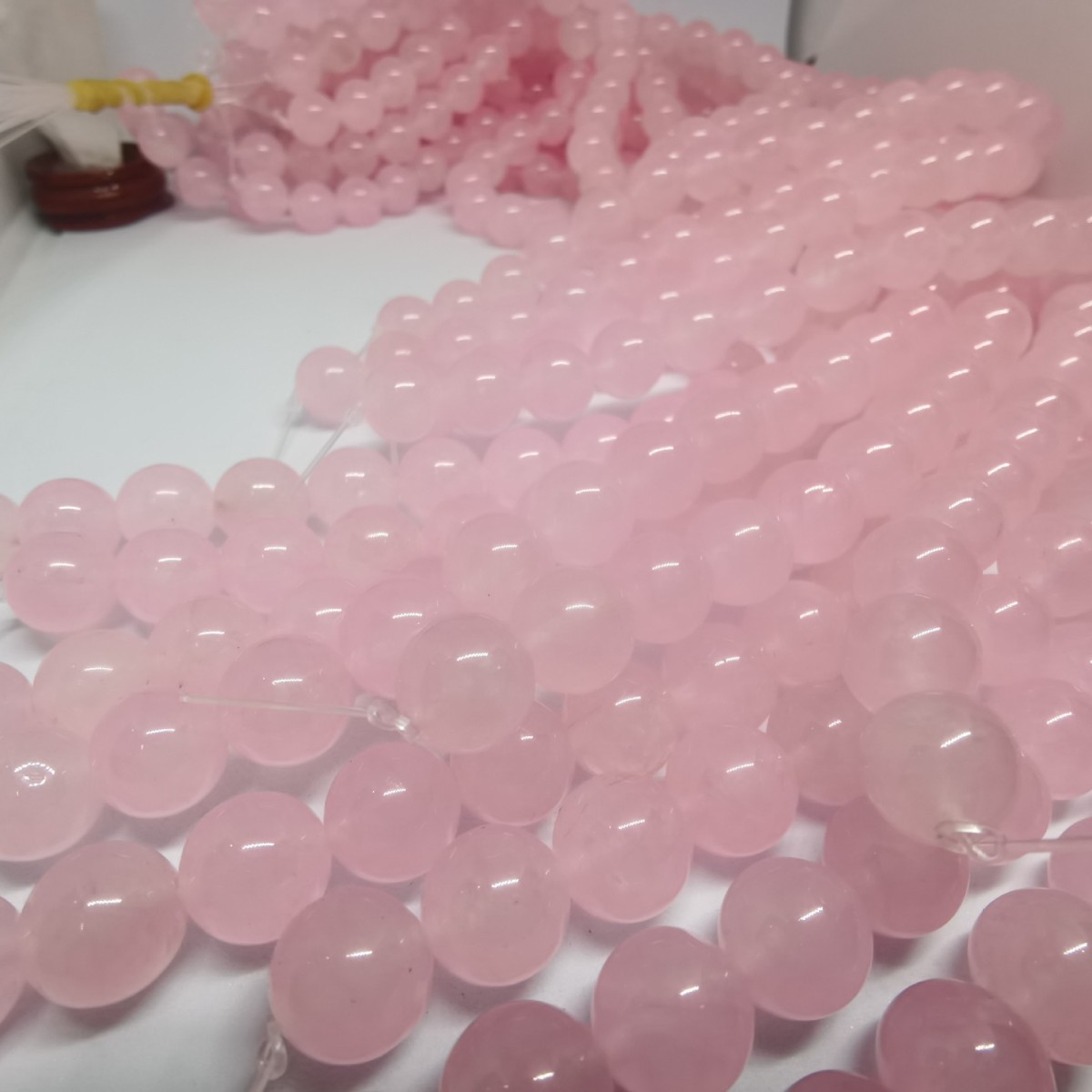 纯天然玉石粉晶散珠DIY饰品配件半成品芙蓉粉水晶散珠水晶