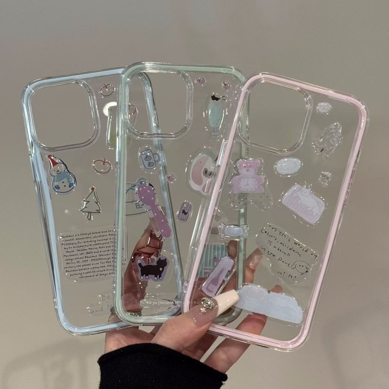 Pegatina de muñeco de nieve DIY transparente simple para iphone15 3 en 1 16ProMax funda para teléfono móvil Apple 14/13