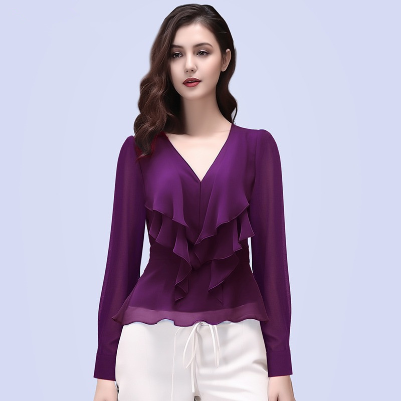女性用フリルシフォンシャツ、半袖トップス、気質半袖スリムフィットTシャツ、万能シャツ、2025年夏|undefined