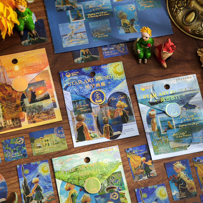 Paquete de pegatinas Mr. Paper Star Dream Art Museum Series Prince Illustrator Pvc Hand Material Paquete de pegatinas decorativas