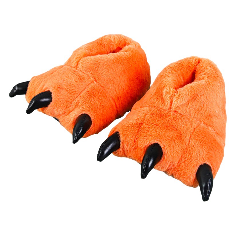 Los fabricantes suministran zapatos de garra de piel de conejo de imitación de color naranja Otoño e Invierno zapatos de garra de animales de dibujos animados zapatos calientes zapatos de algodón mudo zapatos caseros