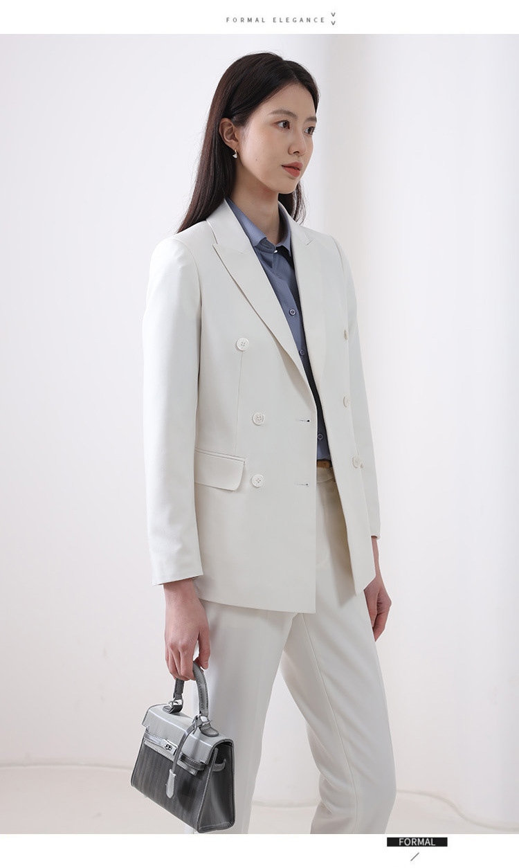 Áo vest blazer nữ hai hàng khuy dáng mỏng mùa hè, phong cách công sở cao cấp — Màu đen [quần trên] chi tiết 14