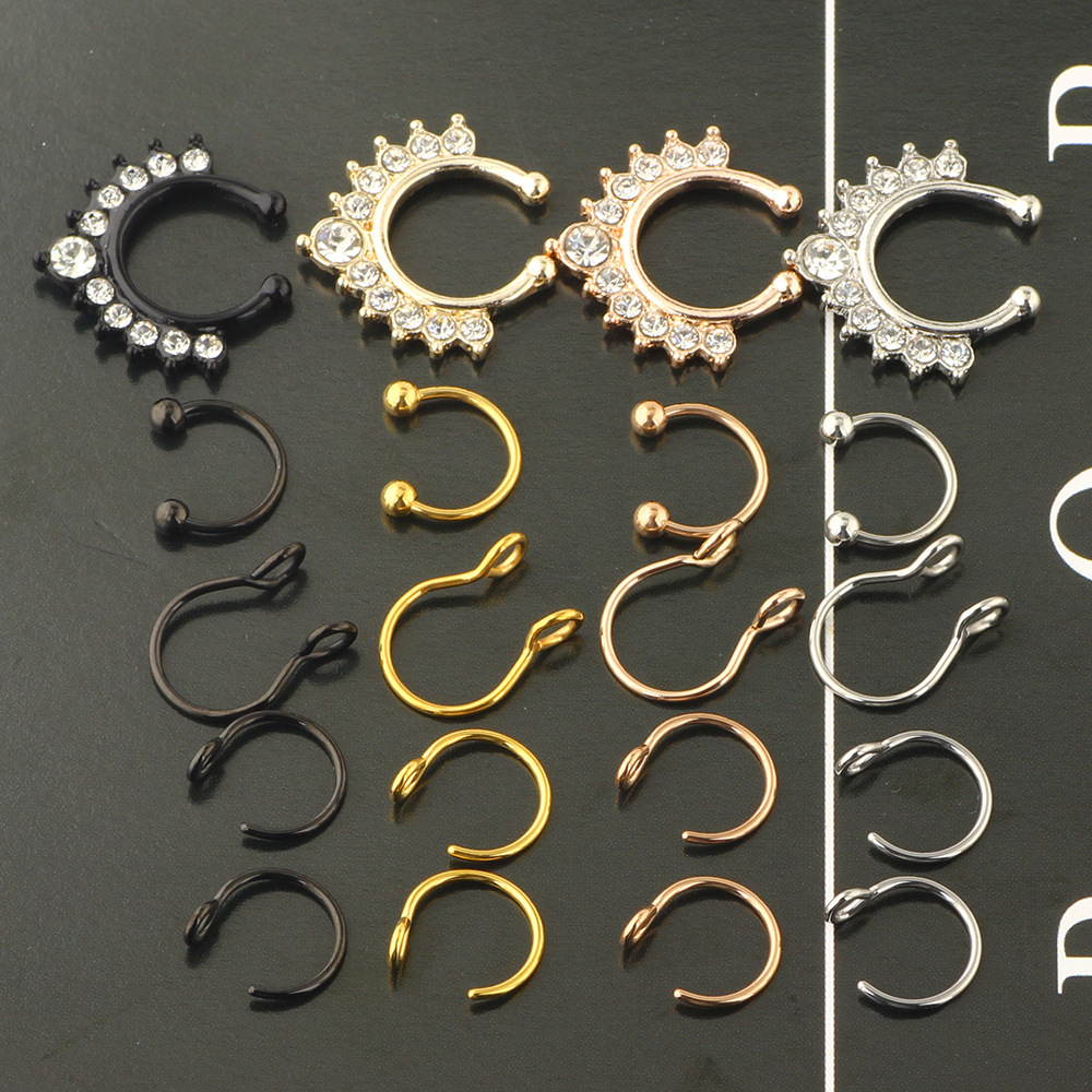Stainless Steel Nose Ring Clip Set - Fake Piercing Nose Hoop 18Pcs Combo Wholesale detail image 8