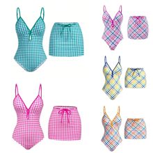 新款ins少女感多巴胺泳衣穿搭海岛度假泳装纯欲风连体裙式比基尼