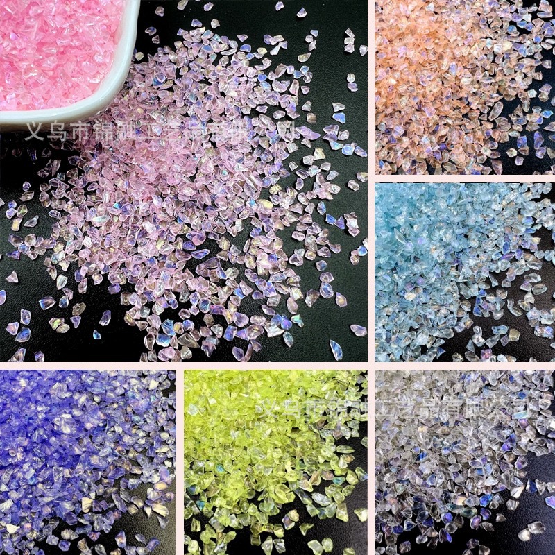 Ab Iridescent Nail Art Colorful Crushed Stones Transparent Crystal Colorful Crushed Stones DIY Wearable Nail Material Filling Particles Decoration