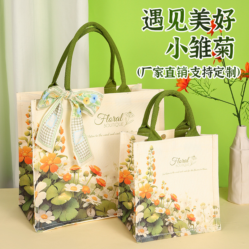 小雏菊大容量帆布手提袋女时尚新款防水帆布包包上班通勤外出