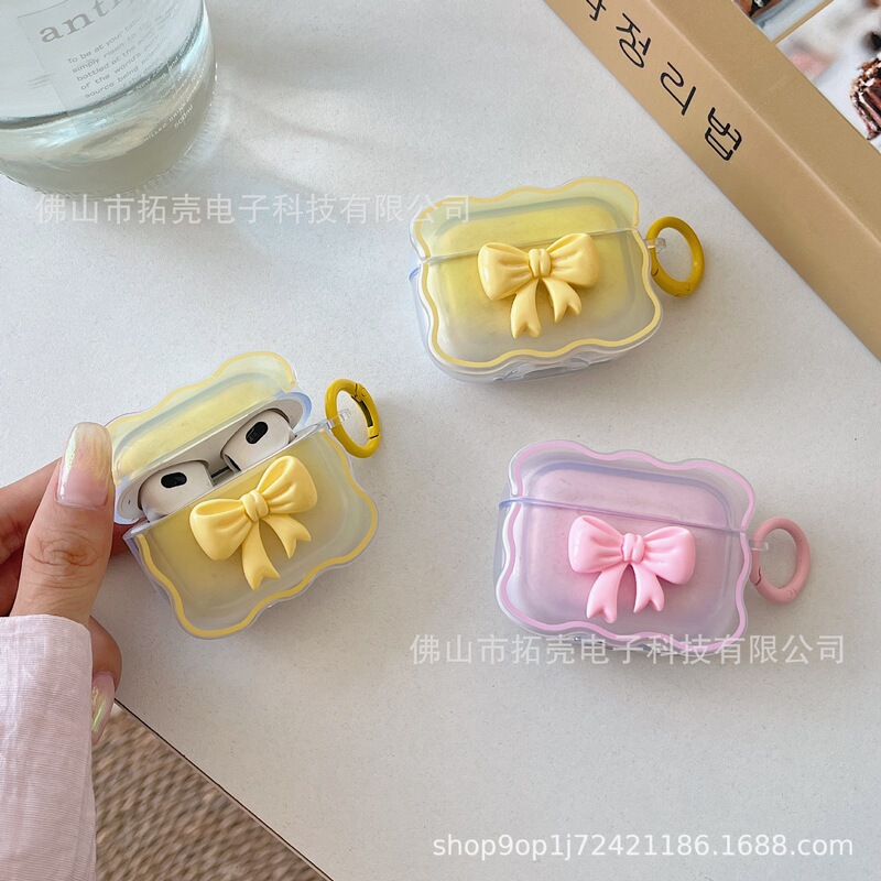 Gradient Bow for airpodspro2 Earphone Case Apple airpods3 Generation Wireless Bluetooth Headphone Case