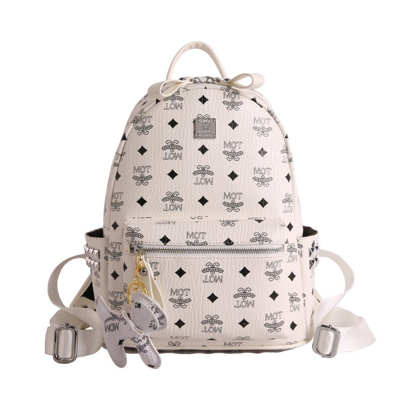 Mochila de moda coreana impresa para mujeres, mochila de clase para estudiantes universitarios, adornos colgantes, mochila de viaje de gran capacidad para mujeres