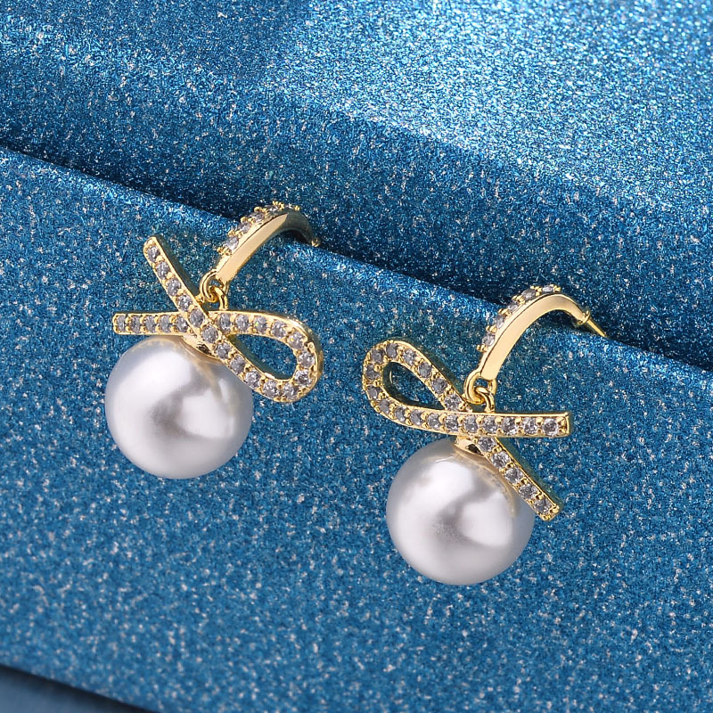 bow Pearl Earrings 2021 new pattern Ear Studs Simplicity Cold Earrings the republic of korea temperament Ear Studs