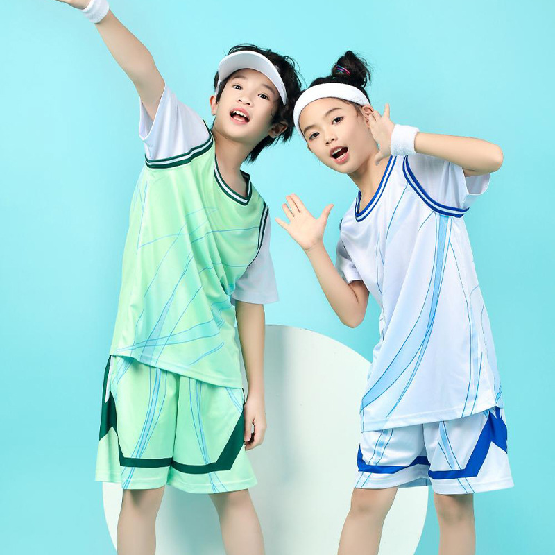 Children's Basketball Uniform Suit for Men and Women, Skipping Rope Sports Summer Quick-Drying Primary and Secondary School Students Professional Training Game Basketball Jersey