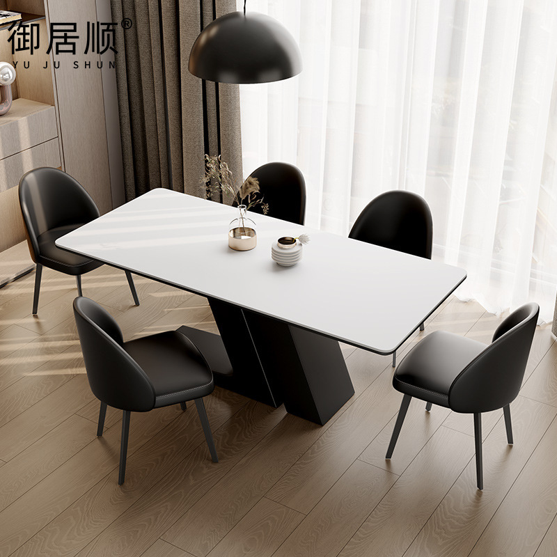Dining Table and Chair Table Dining Table Rock Board Minimalist Combination Modern Simple Household Rectangular Restaurant Foshan Large Apartment