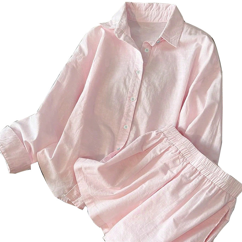 GraceChic GraceChic 2025 Autumn New Cross-Border Foreign Trade Long Sleeve Shirt Shorts European And American Cardigan Two-Piece_voghion.com