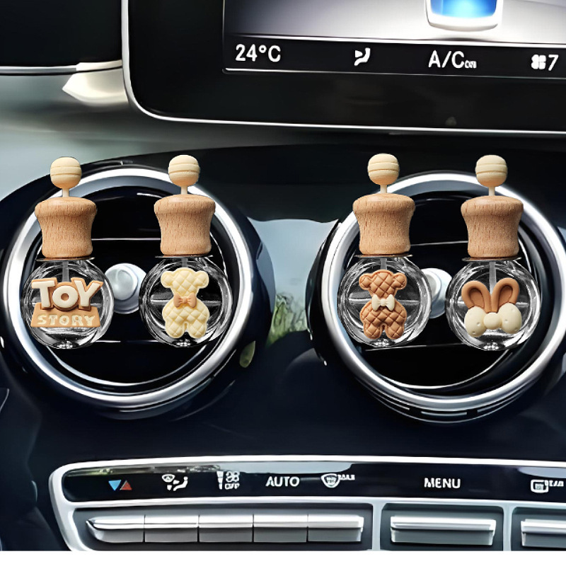 Fragancia de coche, perfume, botella vacía, botella volátil, aire acondicionado, decoración de salida de aire, decoración de fragancia de coche de dibujos animados lindo