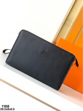 H家男士土黄色头层牛皮手包柔软高端有档次指纹锁大牌风男包