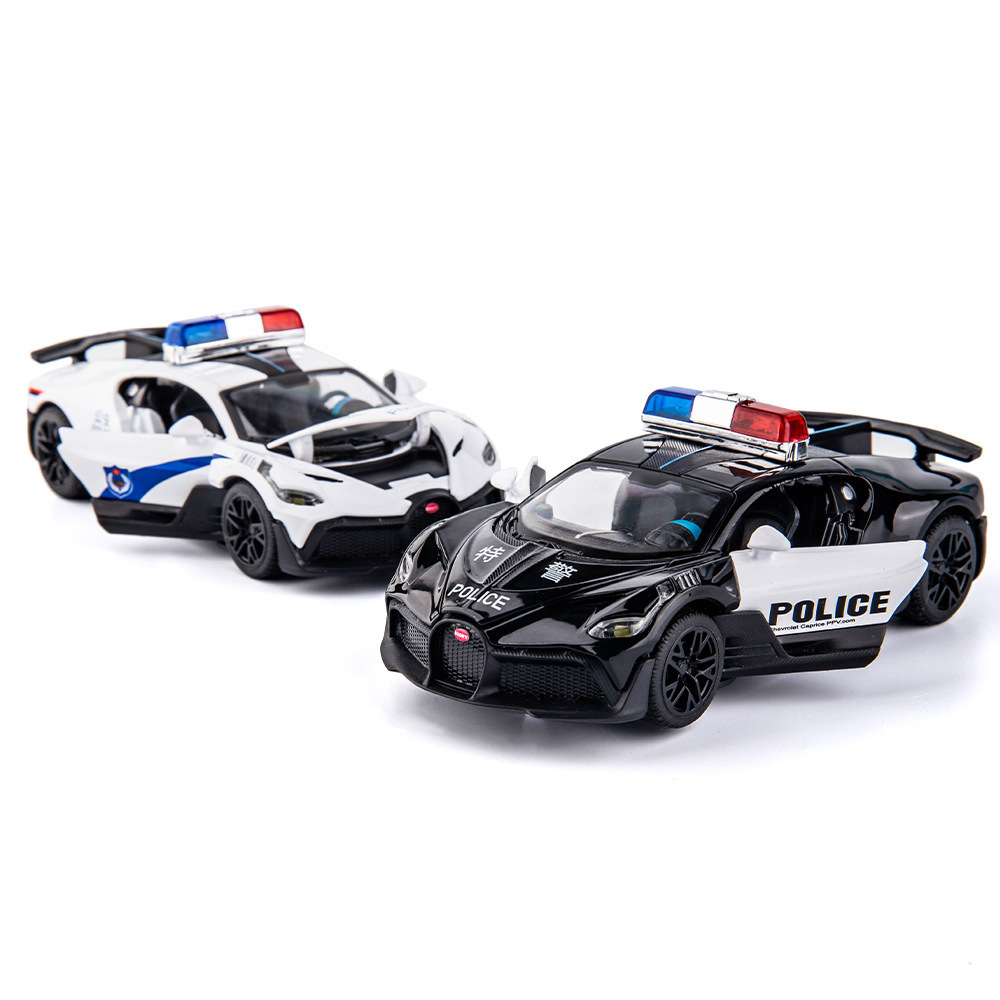 Modelo de coche de aleación de tianying 1:32 bugatti coche de policía tire hacia atrás el sonido y la luz de los niños de juguete coche música modelo decoración colección
