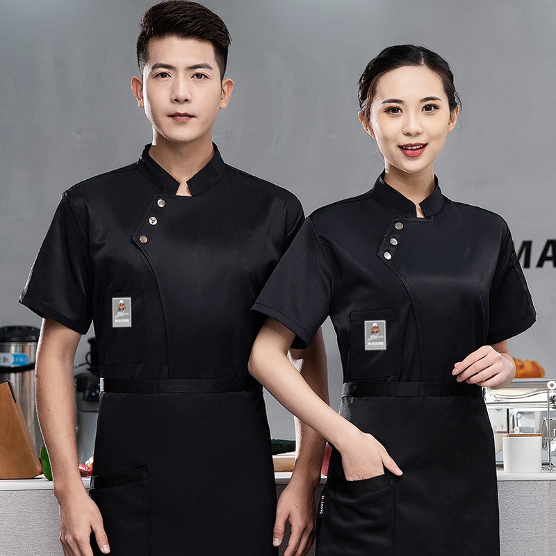 Chef de ropa de trabajo de los hombres de manga corta de verano Hotel catering hornear cocina occidental restaurante chef ropa delgada transpirable