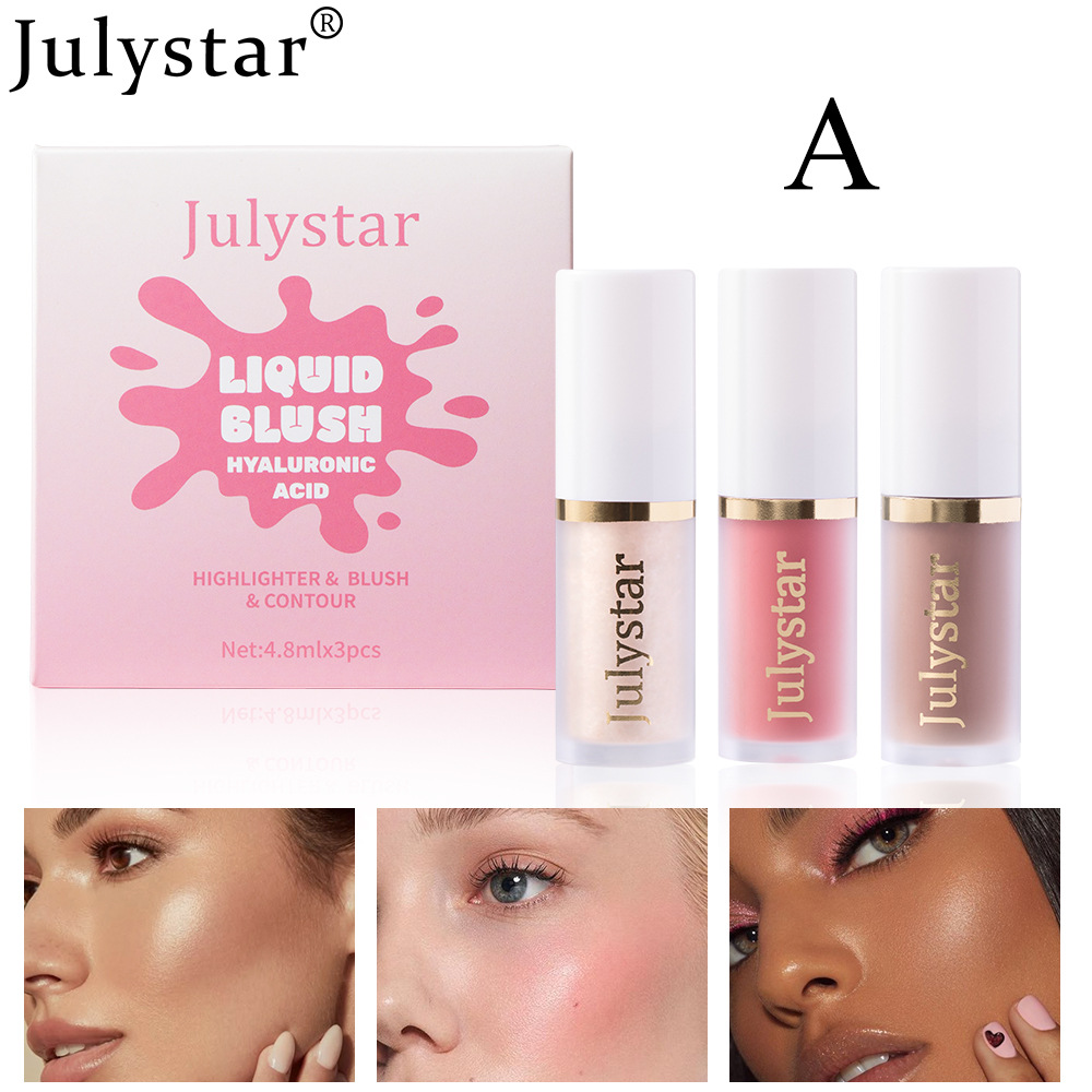 Julystar Facial Blush, Long-lasting Pearlescent Lip Brightening, Natural Highlight Contouring Liquid Set Wholesale undefined