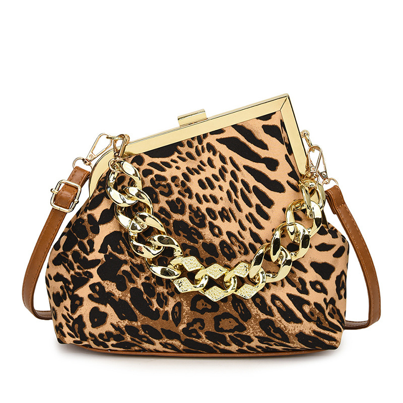 Leopard Print Shoulder Bag For Women With Thick Chain Strap_voghion.com