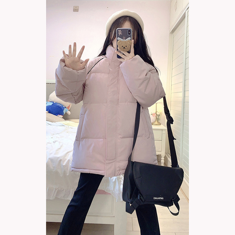 2025 nueva ropa de algodón para mujeres coreanas de estilo piloto pequeño engrosado ropa de algodón caliente rosa para mujeres invierno