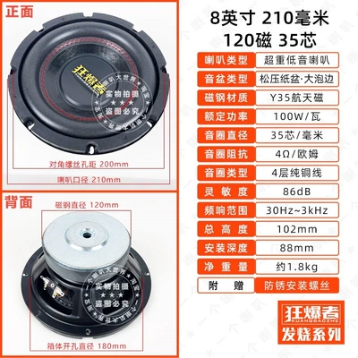 8inch Other 0inch Other: Car speaker/subwoofer - high-end8-inch-120-magnet-100w