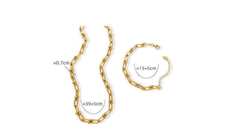 new hip-hop fashion niche design U-shaped buckle titanium steel necklace bracelet jewelry