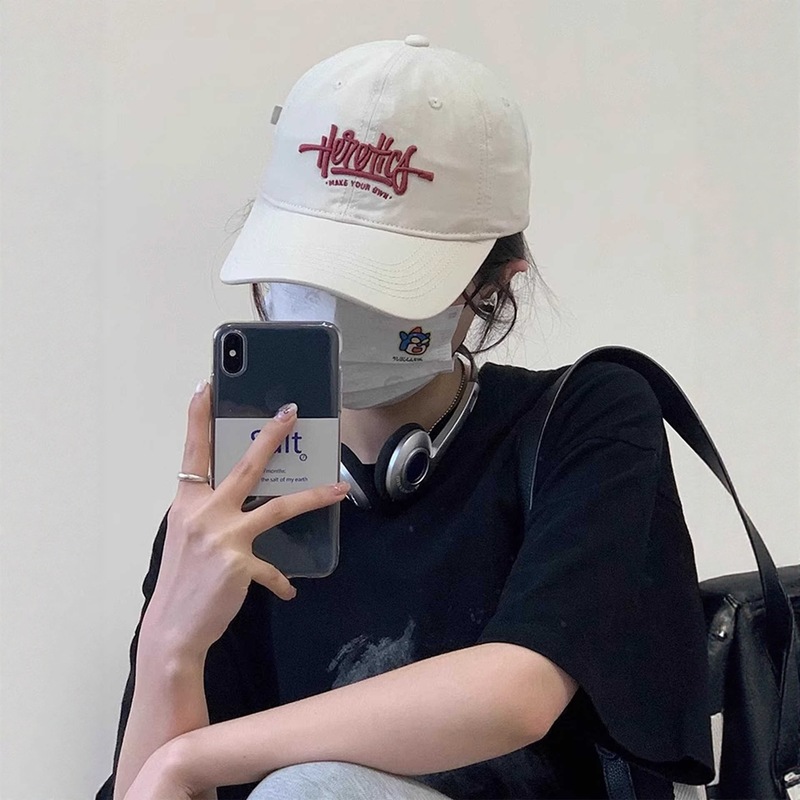 韩版简约百搭字母刺绣鸭舌帽子女春秋季新款宽檐显脸小软顶棒球帽|undefined
