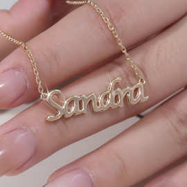 跨境直播爆款10k金简约字母锁骨链 百搭男女同款项链厂家一件可定