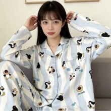 外贸跨境批发大码睡衣女250斤长袖长裤加肥加大胖mm宽松家居服200