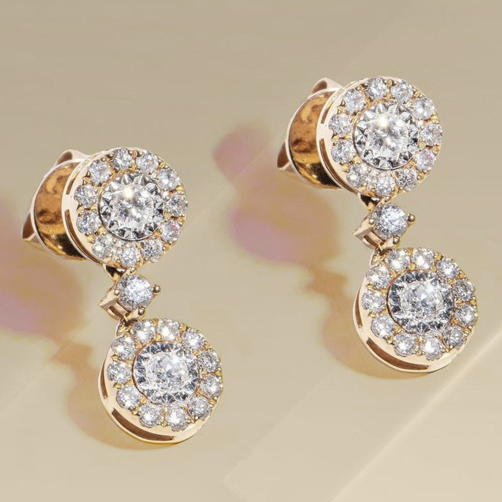 Cao Shi Fashion Women's Earrings Full Diamond Round Zircon Earrings Exquisite Crystal Earrings are Hot Selling_voghion.com