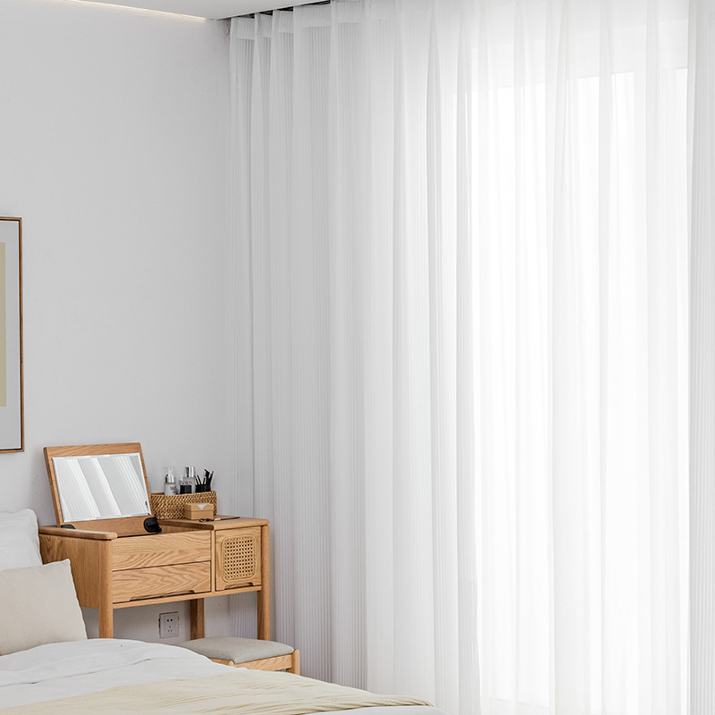 Vertical Striped Blinds, White, Light-Transmitting but Not See-Through, Scratch-Resistant, Wear-Resistant, Non-Snagging, Balcony Sheer Curtains, Privacy Protection