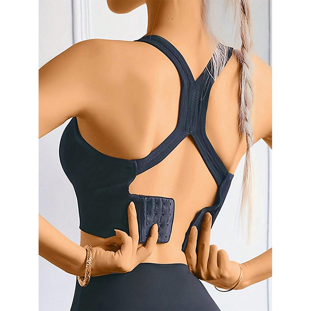 Bra deportivo de amortiguación de anillo de acero de gran tamaño para mujeres hermosas y sujetador de yoga ajustable