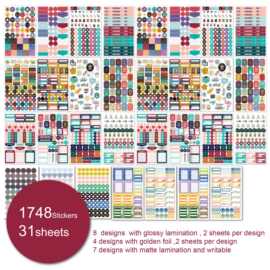 跨境新品PLANNER STICKER1700枚日记规划记事标注美学规划贴纸