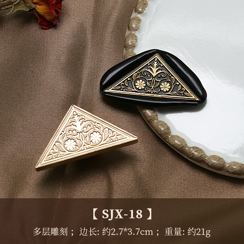 Fábrica directa fuego pintura sello cobre cabeza triángulo fuego pintura cera vintage Rosa tallada sellado cera mano cuenta regalo