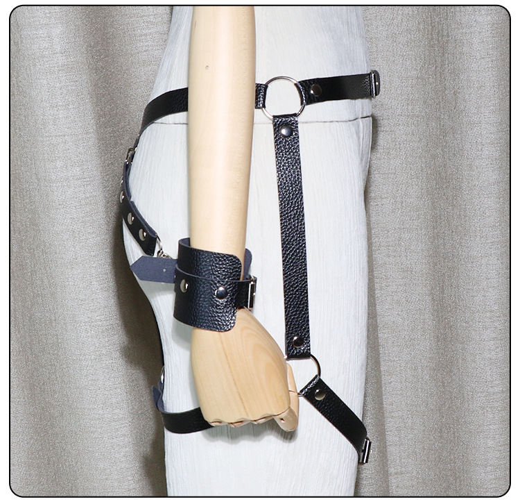 Pink Bondage Handcuffs & Ankle Cuffs Set with Leather and Metal Construction — detail image 24