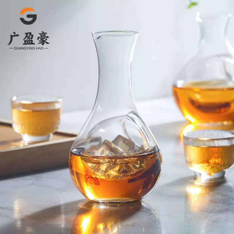 日式水晶玻璃冰酒器家用洞洞冰酒壶分酒器清酒壶仓鼠壶冷萃咖啡壶