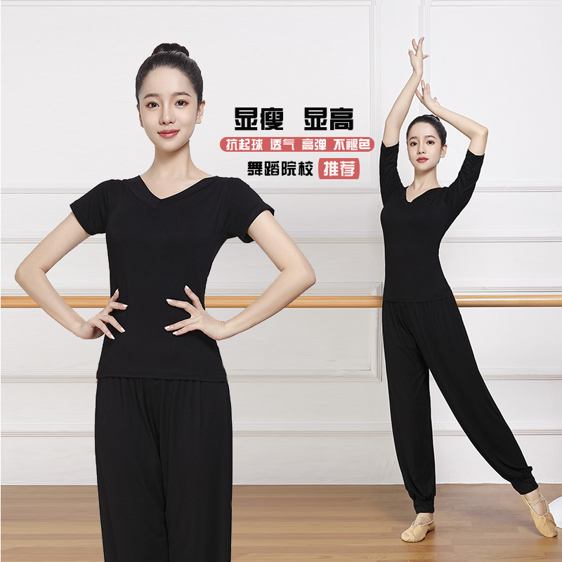 Dance practice suit, female modern dance attire, new student training top with harem pants set