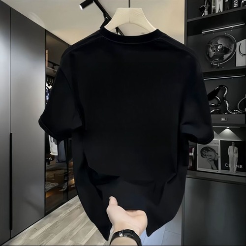 2025 New Trendy Casual High-end Men's Short Sleeve T-shirt Summer Pure Cotton T-shirt Streetwear Versatile Top T