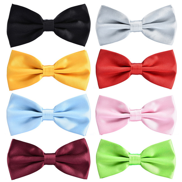 Men's solid color red glossy bow tie English style with bow