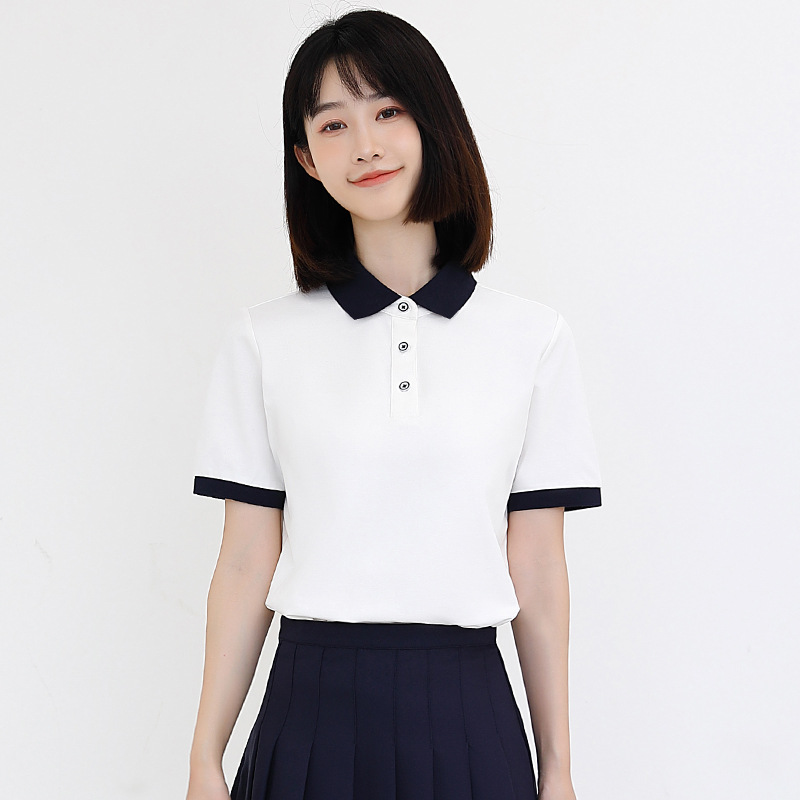 블루 칼라 폴로 셔츠 화이트