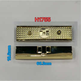 浅金色68mm长方形假锁形磁钮磁吸锁扣前幅盖头夹边锁扣配磁钮五金