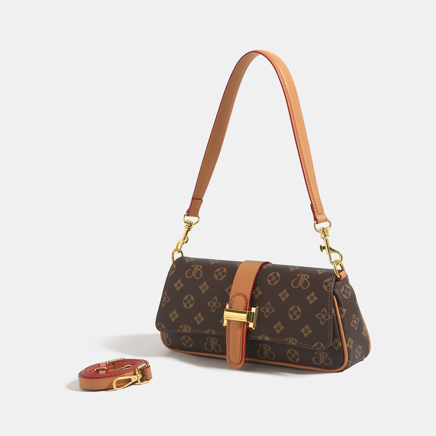 Genuine Leather Retro Printed Baguette Underarm Bag For Women 2026 New Fashion Versatile Niche Luxury Shoulder Crossbody Bag - Thumbnail 2