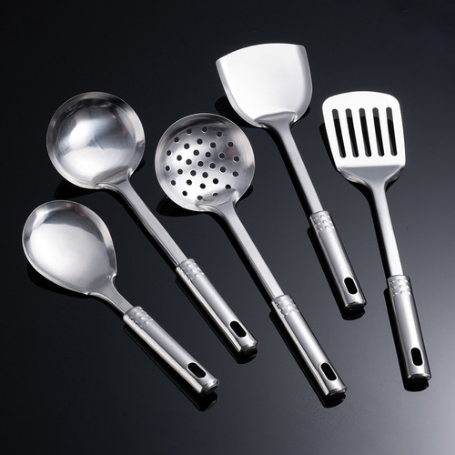 Stainless steel thickened spatula, frying pan turner, home kitchen tools set, chef soup spoon, slotted spoon, hotel cooking spatula
