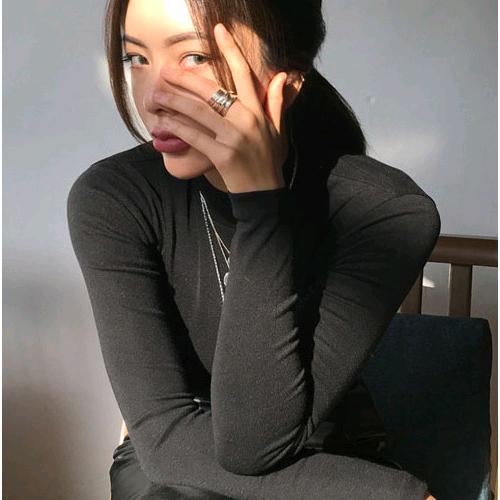 当天发 韩国代购正品 黑色高领厚款 修身显瘦长袖打底衫女TI683