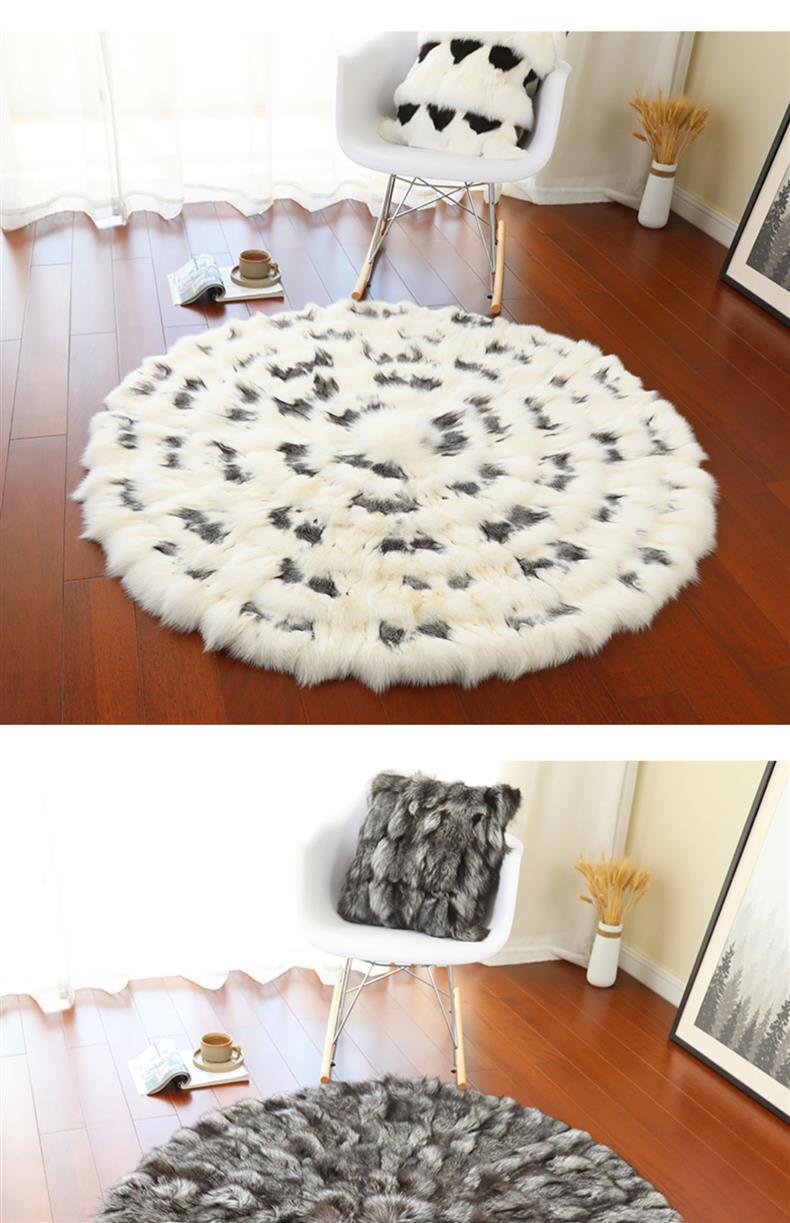 American Luxury Fox Fur Carpet Round Nordic Light Luxury Fur Villa Model Room Decoration Living Room Bedroom Carpet