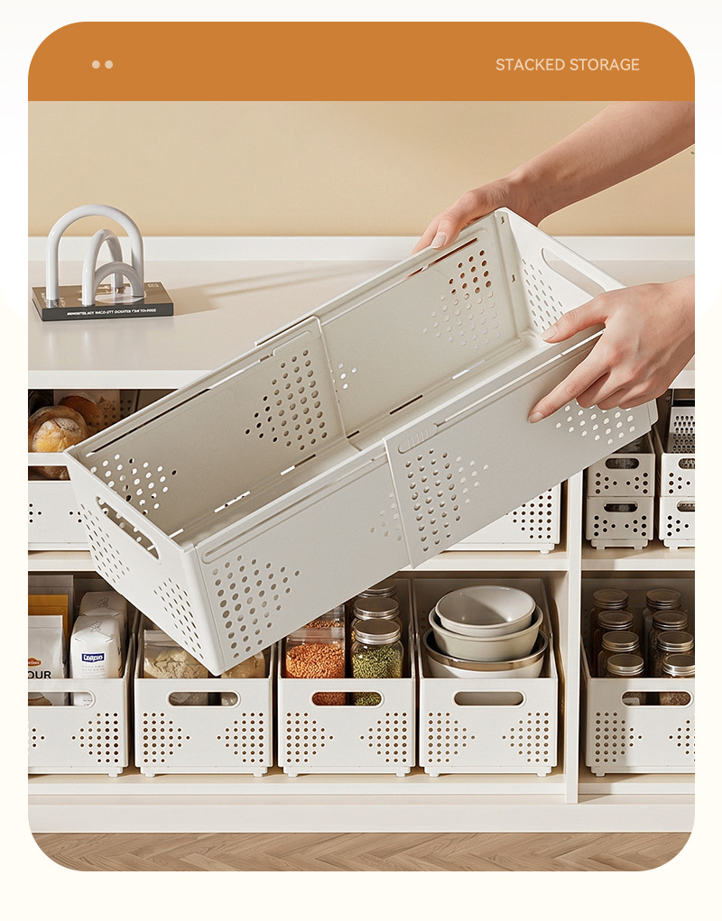 Foldable storage basket kitchen organizer