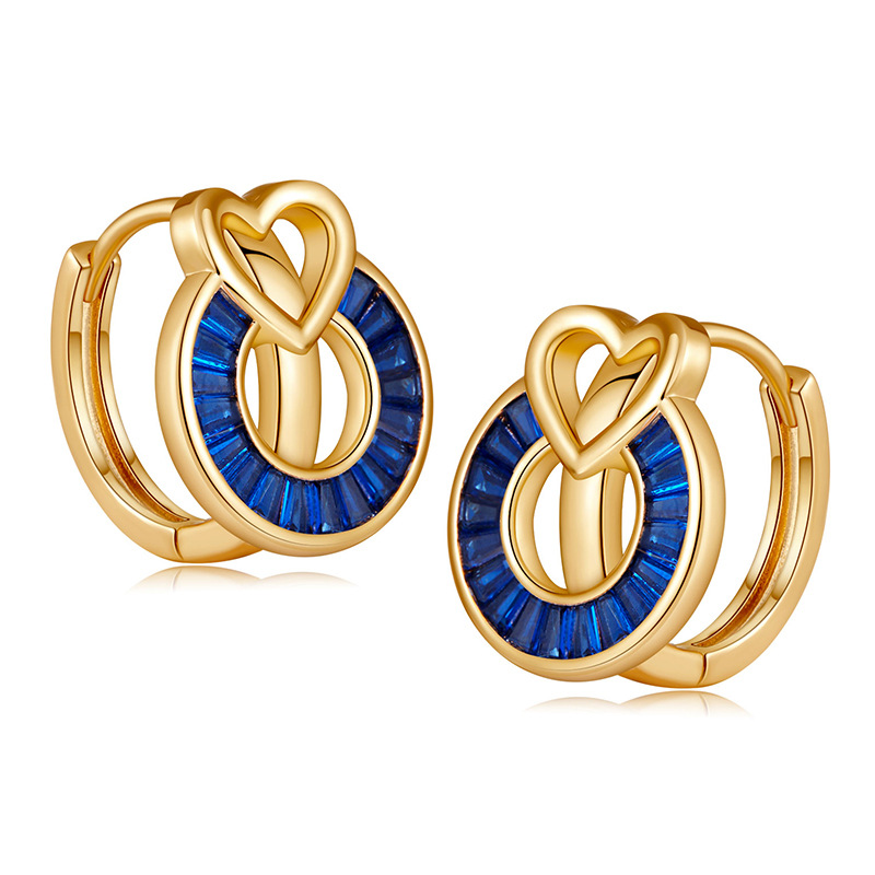 Pendientes de nicho de diseño, pequeños, redondos, con hebilla de oreja, chapados en cobre, con circonita de color oro real K, con hebilla de anillo de amor_voghion.com