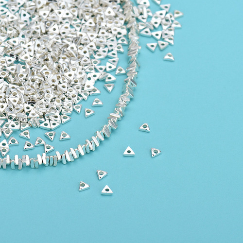 S925 Pure Silver Triangle Shattered Silver Beads, Shattered Silver Pieces, Separating Slivers, Separating Beads, Handmade DIY String Beads Bracelet Necklace Matching