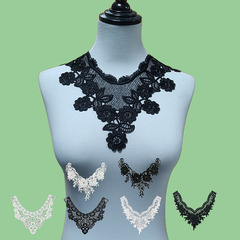 Black and white embroidered polyester material lace hollow neckline floral wedding dress cheongsam formal dress accessories and accessories